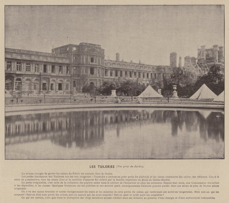 Pařížská komuna, Tuileries, Pohled ze zahrady (č/b foto) od French Photographer