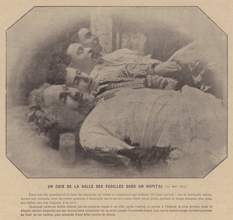 Pařížská komuna, roh střelnice v nemocnici, 27. května 1871 (černobílá fotografie) od French Photographer
