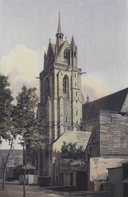 La Ferte-Bernard, N D des Marais Church Zvonice, N O strana od French Photographer