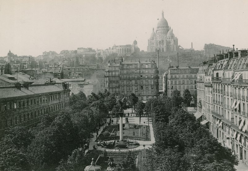 Le Square dAnvers et le Sacre-Coeur, Antverpské náměstí a Sacre-Coeur (fotoryt) od French Photographer