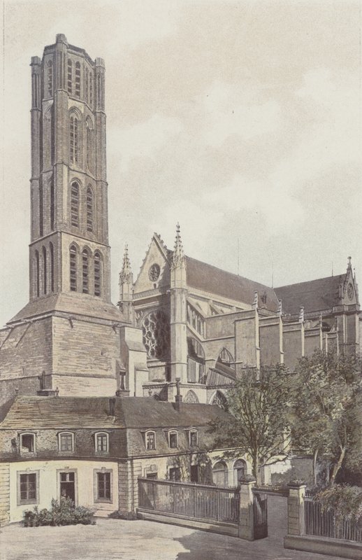 Limoges, katedrála St-Etienne, zvonice a fasáda S O (pohled z vnitřního nádvoří biskupství) od French Photographer