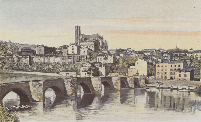 Limoges, celkový pohled, pořízený proti proudu od Pont Saint-Etienne (g břeh Vienne) od French Photographer