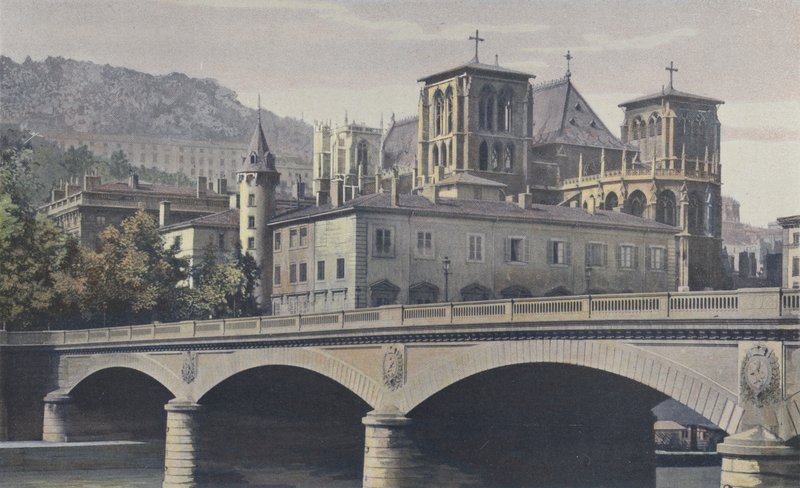 Lyon, Archeveche, katedrála St-Jean a svah Fourvière od French Photographer