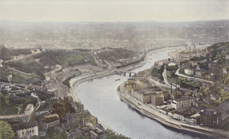 Lyon, La Saone a Pont Serin, při pohledu z výšin Fourvière od French Photographer