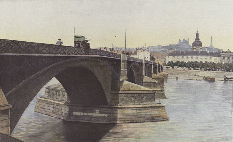 Lyon, most Guillotiere a kostel Hotel-Dieu od French Photographer