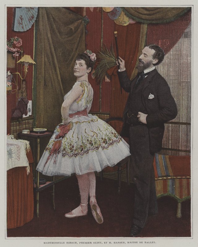 Mademoiselle Hirsch, baletka, a Joseph Hansen, belgický baletní mistr (barevné foto) od French Photographer