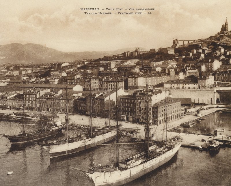 Marseille / Marseille: Vieux Port, Panoramatický pohled (čb fotografie) od French Photographer