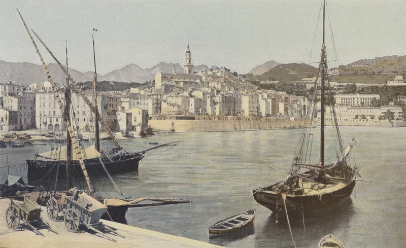 Menton, přístav a staré město od French Photographer