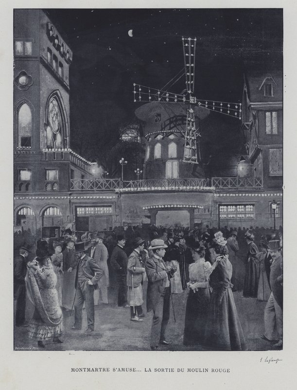 Mimo Moulin Rouge, Montmartre, Paříž (černobílá fotografie) od French Photographer