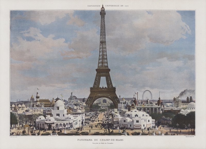 Panorama Champ de Mars během výstavy Universelle 1900, Paříž (barevné foto) od French Photographer