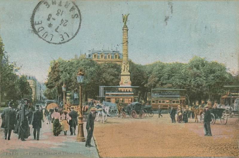 Paříž - Pont au Change a Place du Chatelet. Pohlednice odeslána v roce 1913. od French Photographer