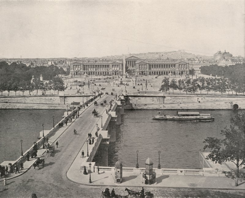 Paříž: Pohled na Place de la Concorde, při pohledu na sever (černobílá fotografie) od French Photographer