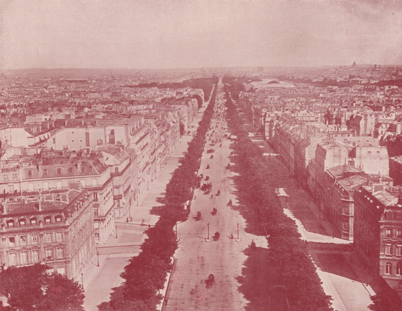 Paříž: Perspektiva Champs Elysees (černobílá fotografie) od French Photographer