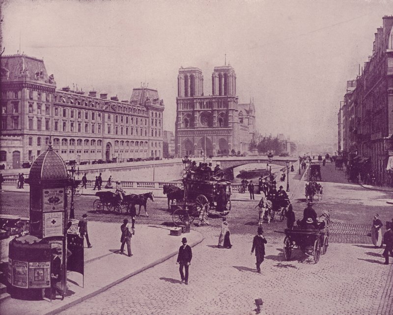 Paříž: Pont St Michel a Notre Dame (černobílá fotografie) od French Photographer