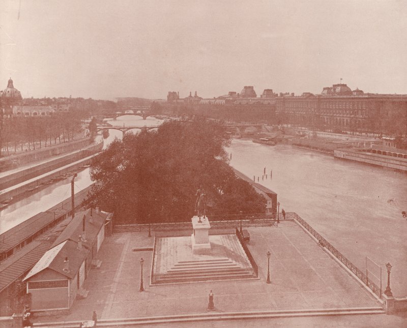 Paříž: Pohled na západ z Pont Neuf (černobílá fotografie) od French Photographer
