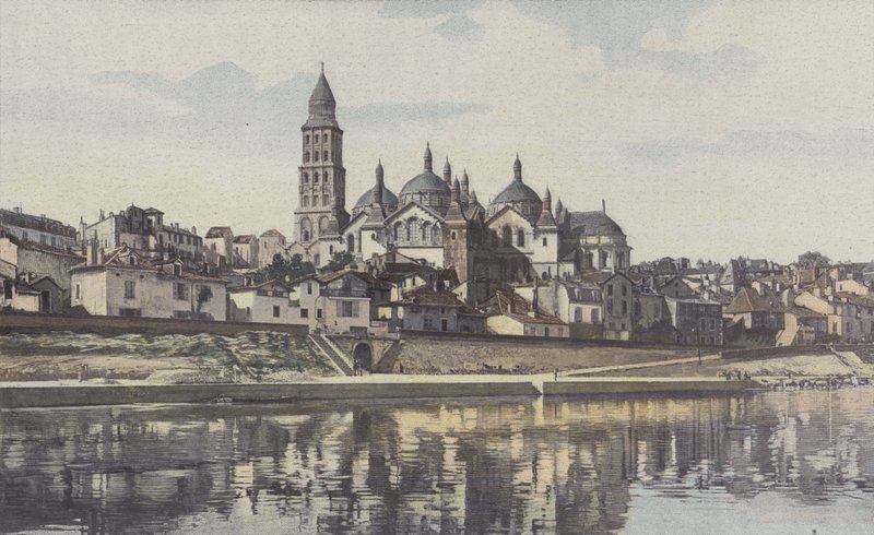 Perigueux, Saint-Front Cathedral, Pohled z levého břehu ostrova od French Photographer