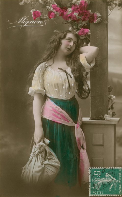 Pohlednice Mignon, odeslána v roce 1913 (ručně kolorovaná fotografie) od French Photographer
