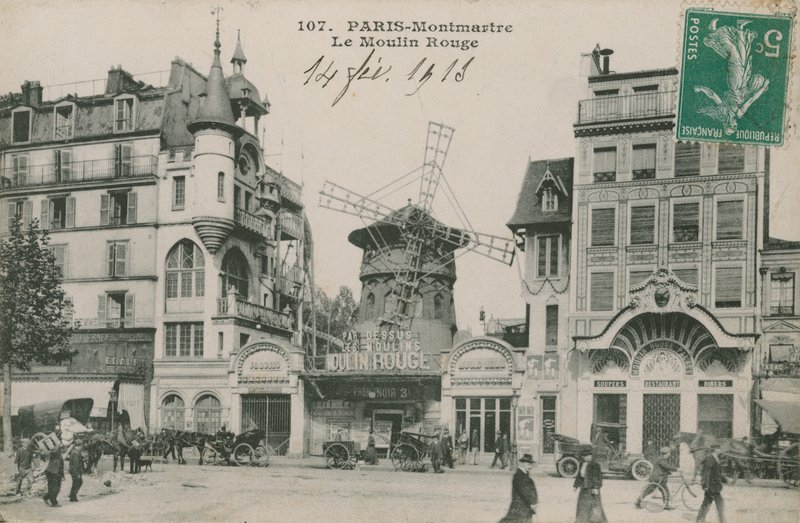 Pohlednice Moulin Rouge, Paříž, odeslána v roce 1913 od French Photographer