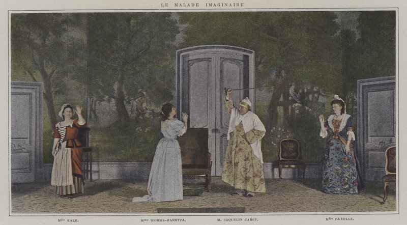 Scéna z produkce Le Malade Imaginaire, od Moliere (barevné foto) od French Photographer