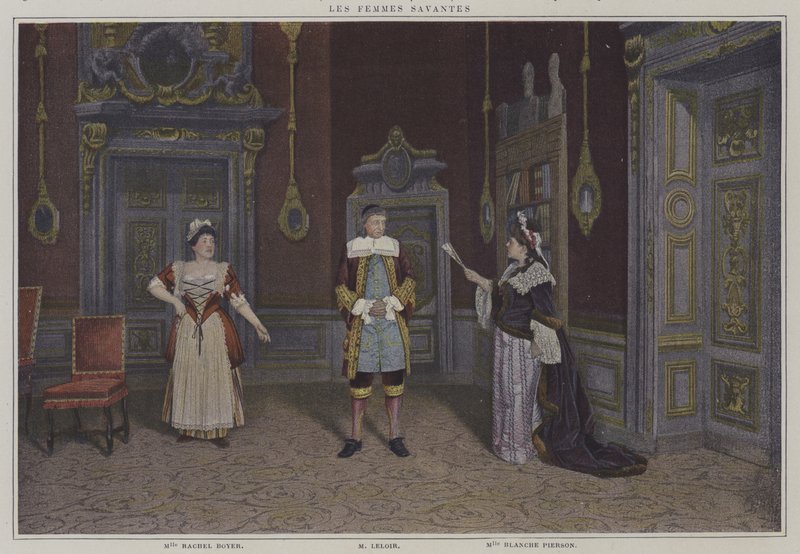 Scéna z produkce Les Femmes Savantes, od Moliere (barevné foto) od French Photographer