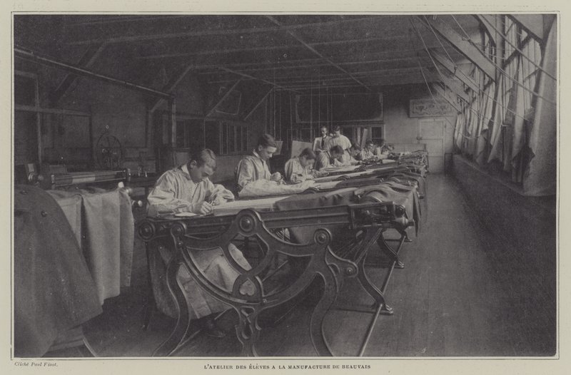 Workshop pro studenty v Beauvais Tapestry Manufacture, Francie (č/b foto) od French Photographer
