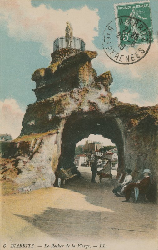 Skála Nejsvětější Panny v Biarritz, Francie. Pohlednice odeslána v roce 1913. od French Photographer