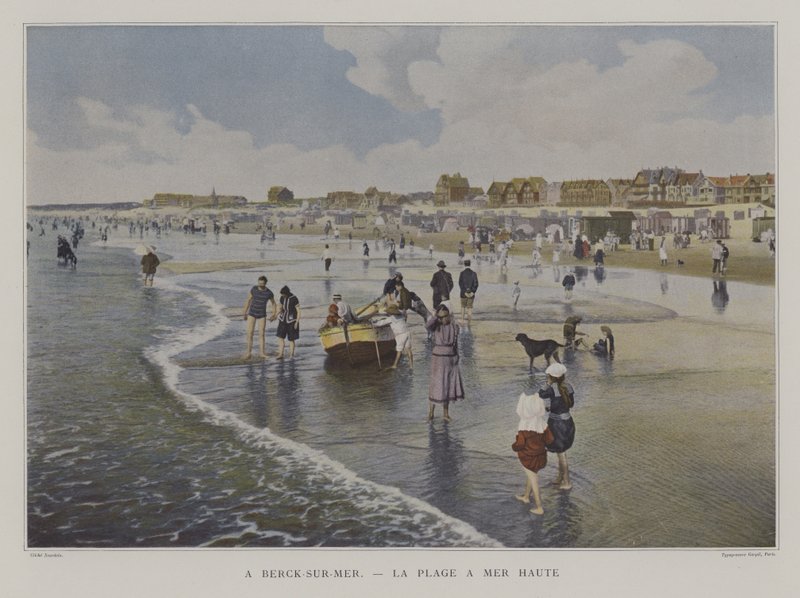 Pláž při přílivu, Berck-sur-Mer, Francie (barevné foto) od French Photographer