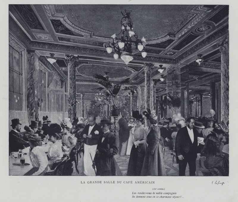 Velký sál Cafe Americain, Paříž (č/b foto) od French Photographer