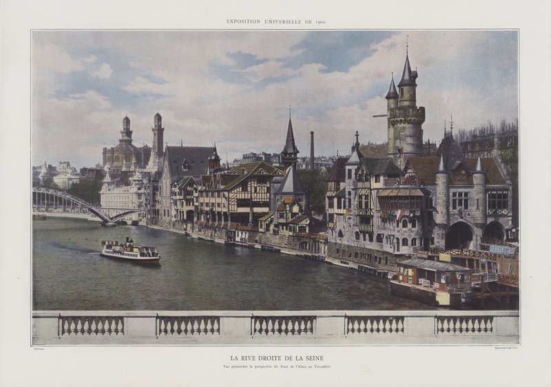 Pravý břeh Seiny během výstavy Universelle 1900, Paříž (barevné foto) od French Photographer