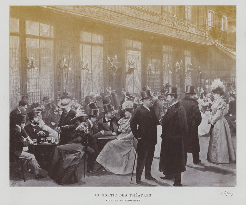 Divadelníci mimo Taverne Pousset v Paříži po představení (č/b foto) od French Photographer