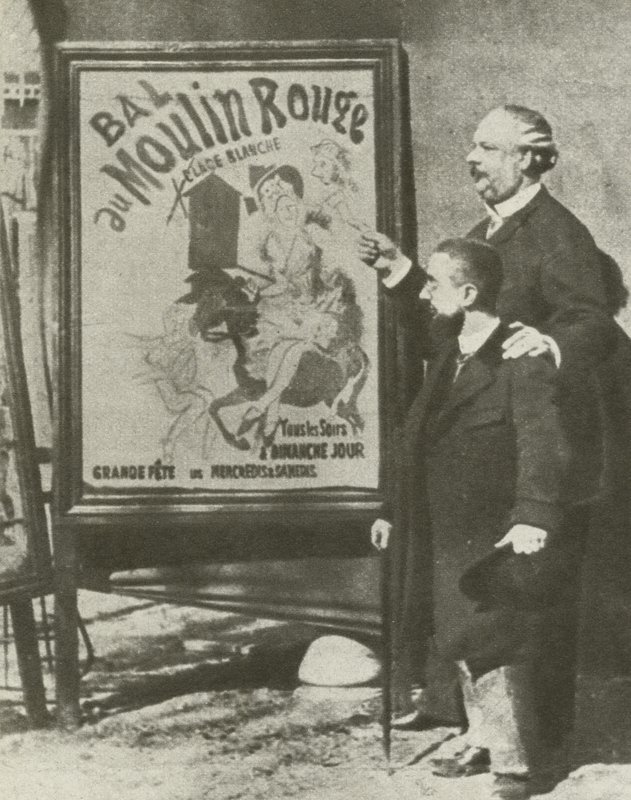 Toulouse-Lautrec s ředitelem Moulin Rouge v Paříži (č/b foto) od French Photographer