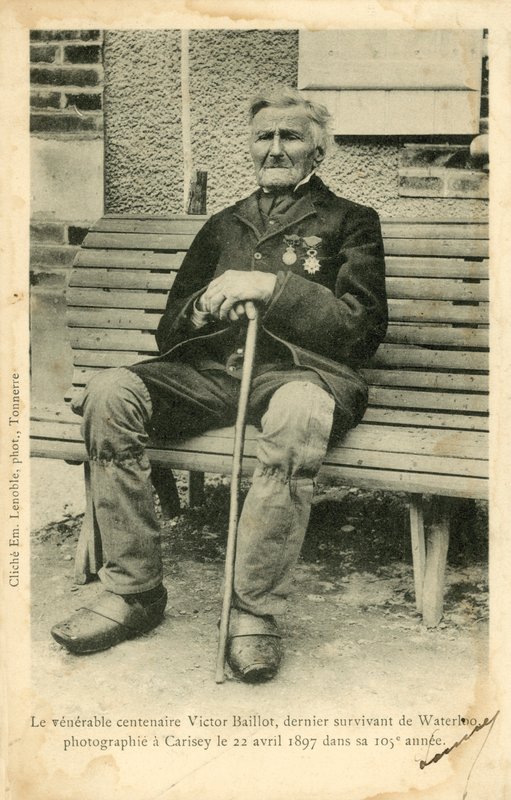Victor Baillot, poslední přeživší bitvy u Waterloo, fotografován v Carisey dne 22. dubna? od French Photographer