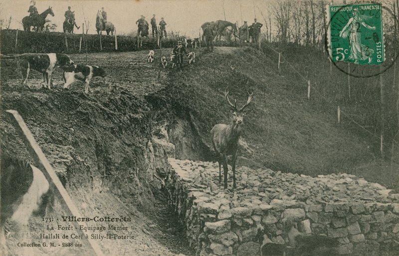 Villers-Cotterets. Posádka La Foret - Menier Hallali de Cerf v Silly-la-Poterie. Pohlednice odeslána v roce 1913. od French Photographer