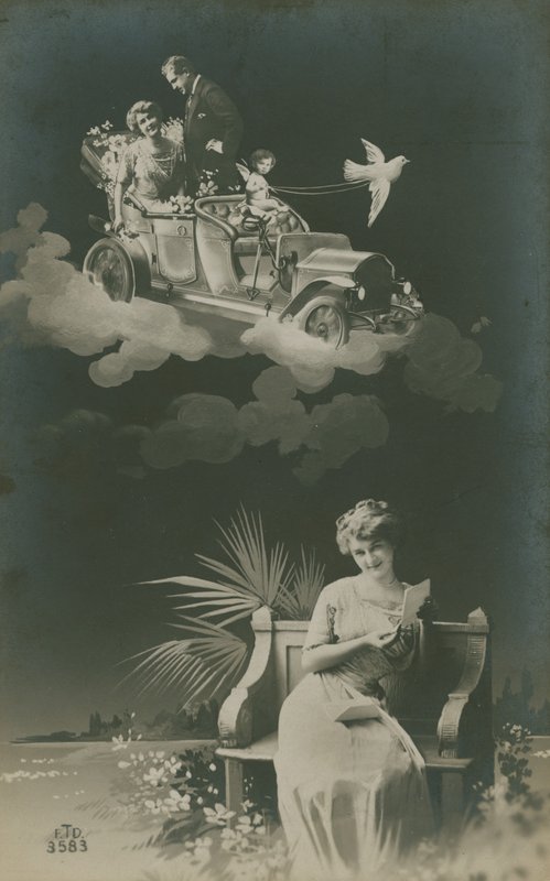 Mladá žena čte dopis a sní o manželství od French Photographer