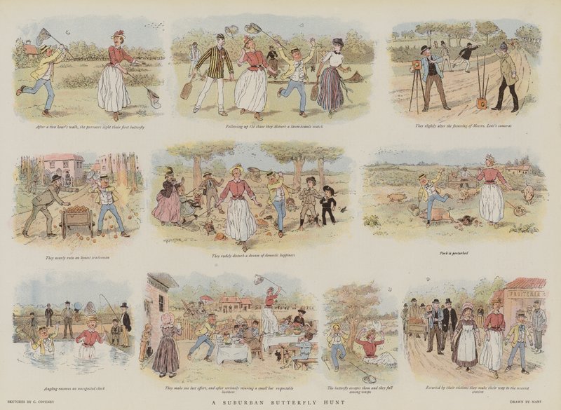 Lov na příměstské motýly (chromolitho) od French School