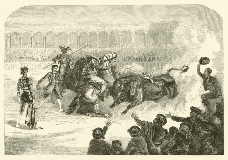 Býčí zápas v Madridu (rytina) od French School