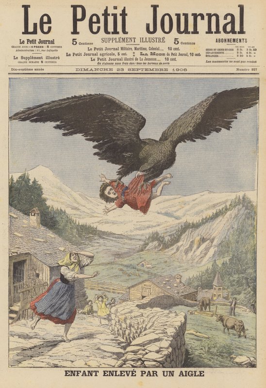 Dítě unesené orlem v italských Alpách (barva litho) od French School
