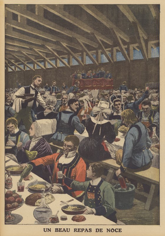 Pěkná svatební hostina v Bretani (barva litho) od French School