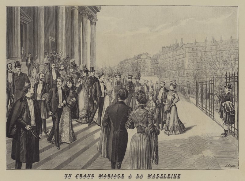 Velká svatba v kostele La Madeleine v Paříži (litho) od French School