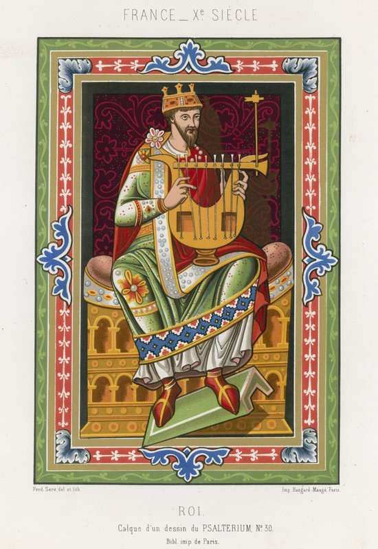 Král hrající na lyru od French School