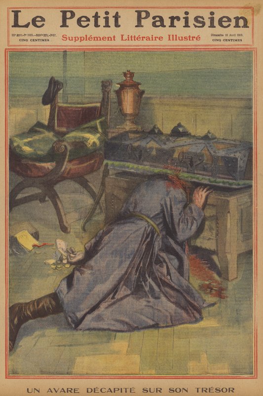 Lakomec usekl hlavu svým pokladem (barva litho) od French School