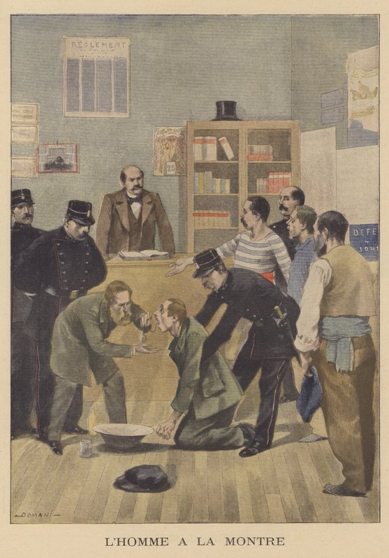 Zloděj, který spolkl hodinky, které ukradl (barva litho) od French School
