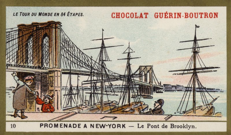 Procházka v New Yorku - Brooklyn Bridge (chromolitho) od French School