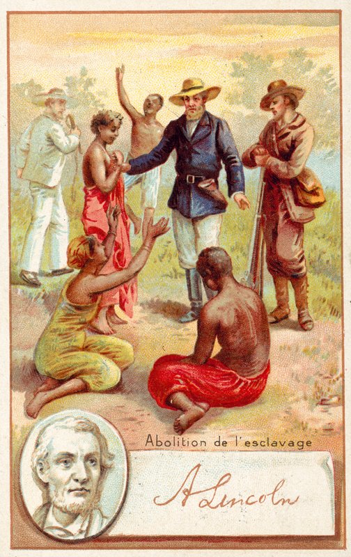 Abraham Lincoln a zrušení otroctví ve Spojených státech (chromolit) od French School