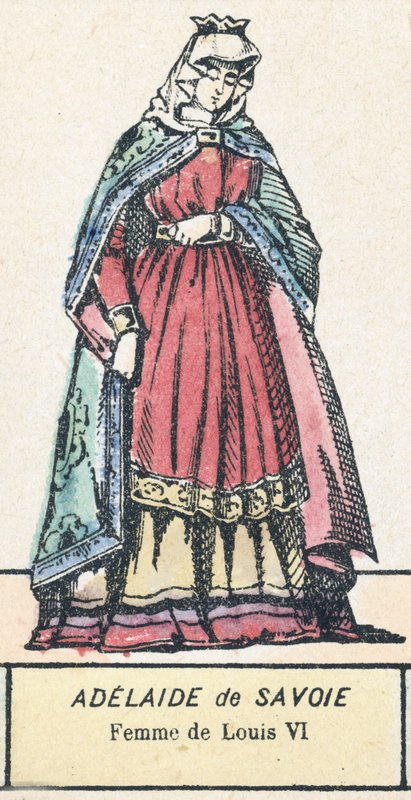 Adelaide Savojská, manželka Ludvíka VI. (barevná rytina) od French School