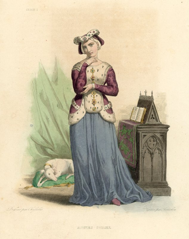 Agnes Sorel (barevná rytina) od French School