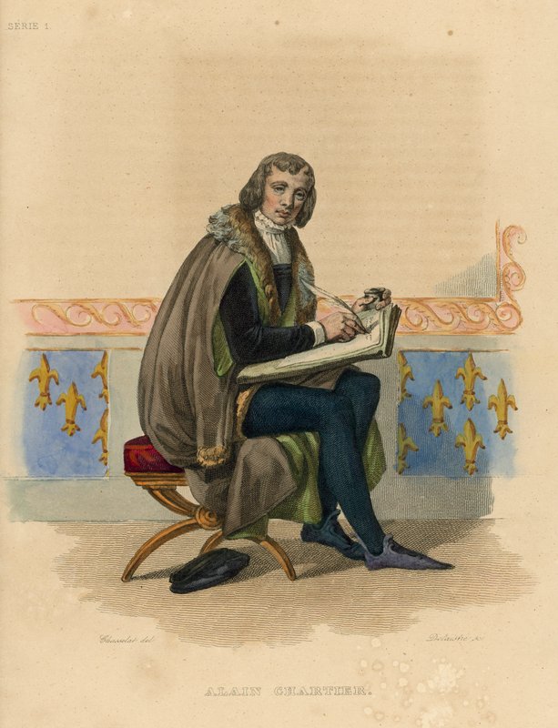 Alain Chartier (barevná rytina) od French School