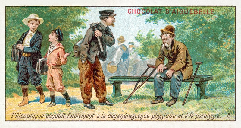 Alkoholismus nevyhnutelně vede k fyzické degeneraci a paralýze (chromolitho) od French School
