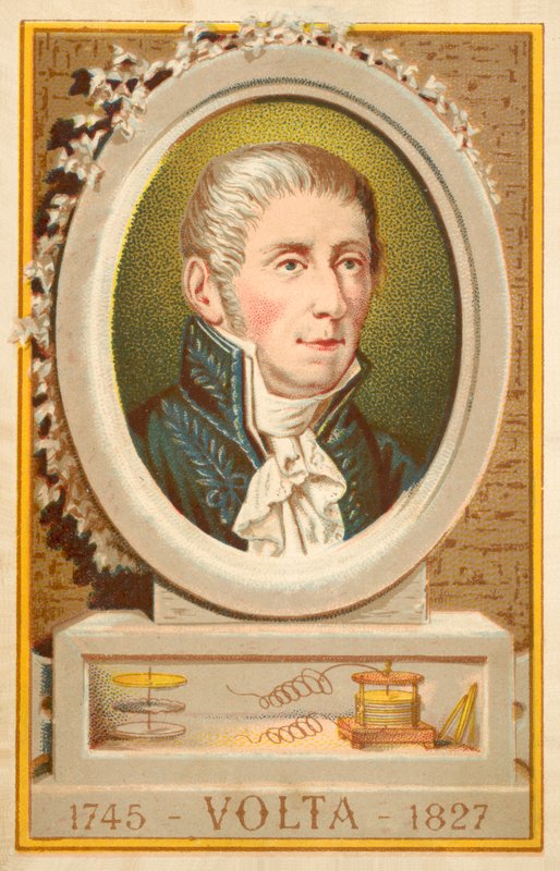 Alessandro Volta , italský fyzik (chromolitho) od French School