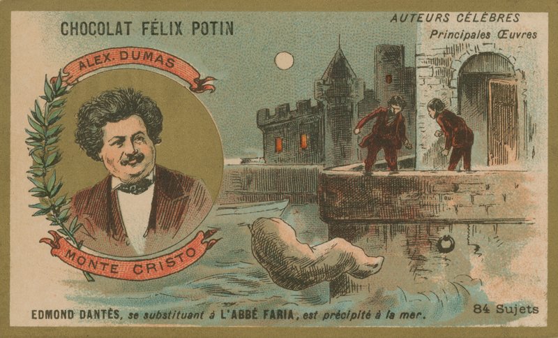 Alexander Dumas a scéna z Hraběte Monte Cristo od French School